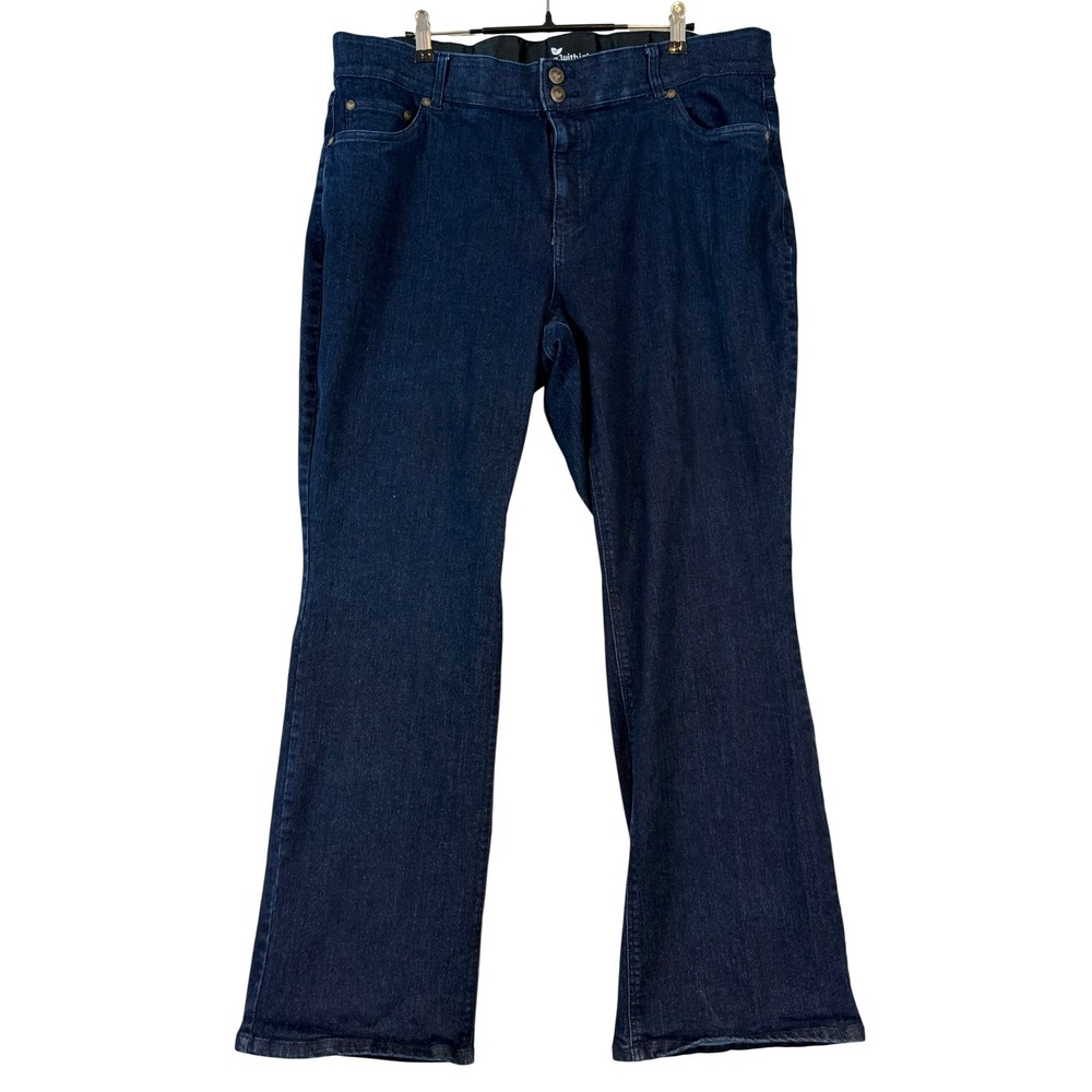 Woman Within Women 18W Dark Wash Bootcut Comfort Waist Stretch Jeans Classic